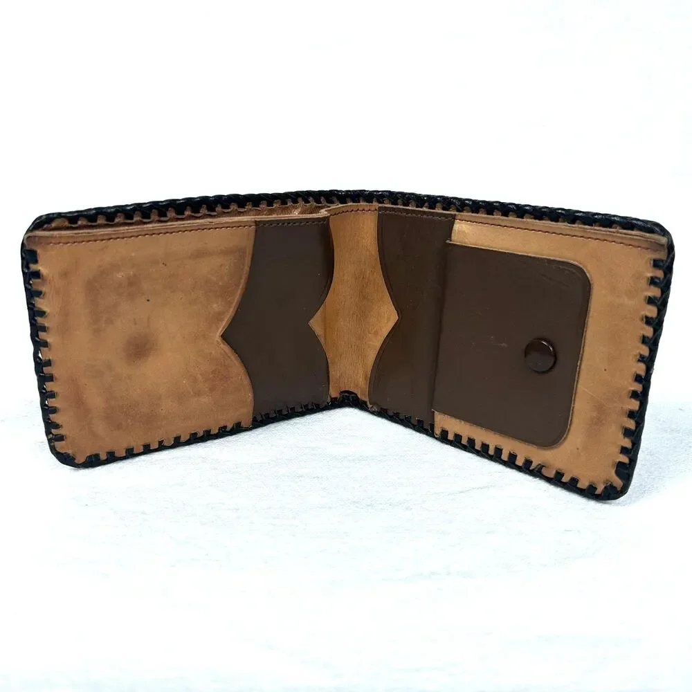 Vintage Hand-Tooled Leather Masonic Past Master Wallet - Blue Lodge